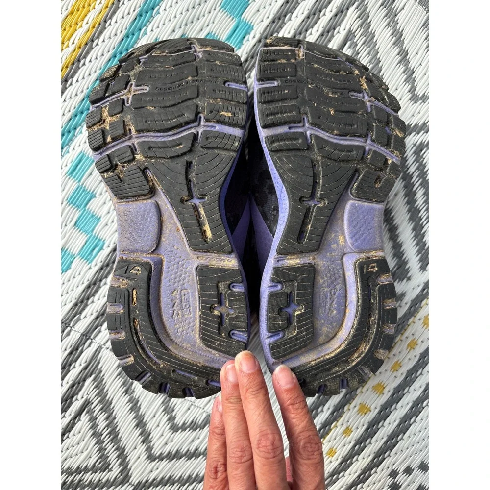 Brooks Ghost 14 Womens Running Shoes Leopard Print Black Purple Sneakers Size 6